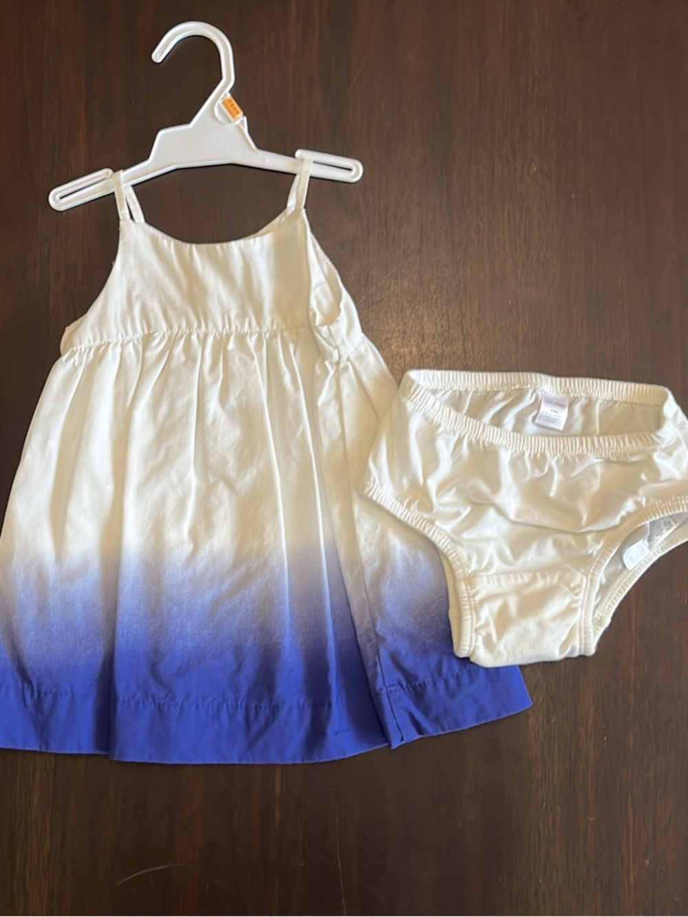 Baby Gap Girls Ombre White to Blue Dress with Diaper Cover